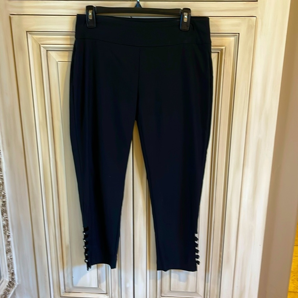 Black ankle length Attyre pants with side slit with rhinestones